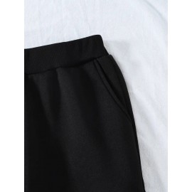 Women'S Casual Sports Fashion Bear Basketball Pattern Crew Neck Sweatshirt Set with Knit Fabric, 100% Polyester Material, Fall/Winter Season, Slight Stretch Fabric, Solid Color Pants - Athletic Loungewear Outfits