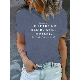 Women's Turquoise Christian Faith T-Shirt with Psalm 23 