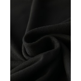 Women's Plus Size Geometric Christmas Tree Print T-Shirt - Polyester Blend Crew Neck Tee with Medium Stretch, Casual Short Sleeve Top for Spring/Summer - Festive Black Fashion