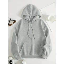 Plus Size, Women's Winter Elegant Geometric Print Hooded Sweatshirt - Cozy Pullover Hoodie with Book & Floral Design, 