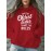 Women'S Plus Size Casual Hoodie with Pockets, Oversized Alphabet Print Long-Sleeve Pullover, 100% Polyester Knit Fabric, Slight Stretch, Fall/Winter Fashion Top