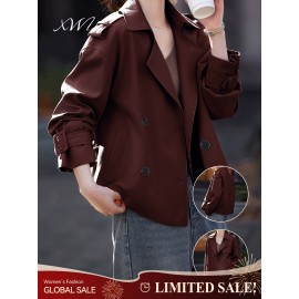 [Elegant Blazer] Elegant Brown Women's Blazer | Structured Non-Stretch Jacket, Machine Washable Chic Outerwear for Everyday & Formal Events, Minimalistic Design, Sophisticated Craftsmanship