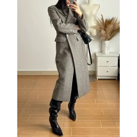 [Double Row Button Windbreaker Jacket] Temperament Double Row Button Long Windbreaker Jacket