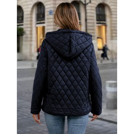 Women's Elegant Lightweight Jacket - Navy Blue Non-Stretch Coat, Machine Washable Outerwear for Office, Formal Events & Everyday Chic - Spring/Fall Transitional Clothing, Office Wear, Sophisticated Style, Structured Fit, Stylish Coat, Stylish Wardrobe